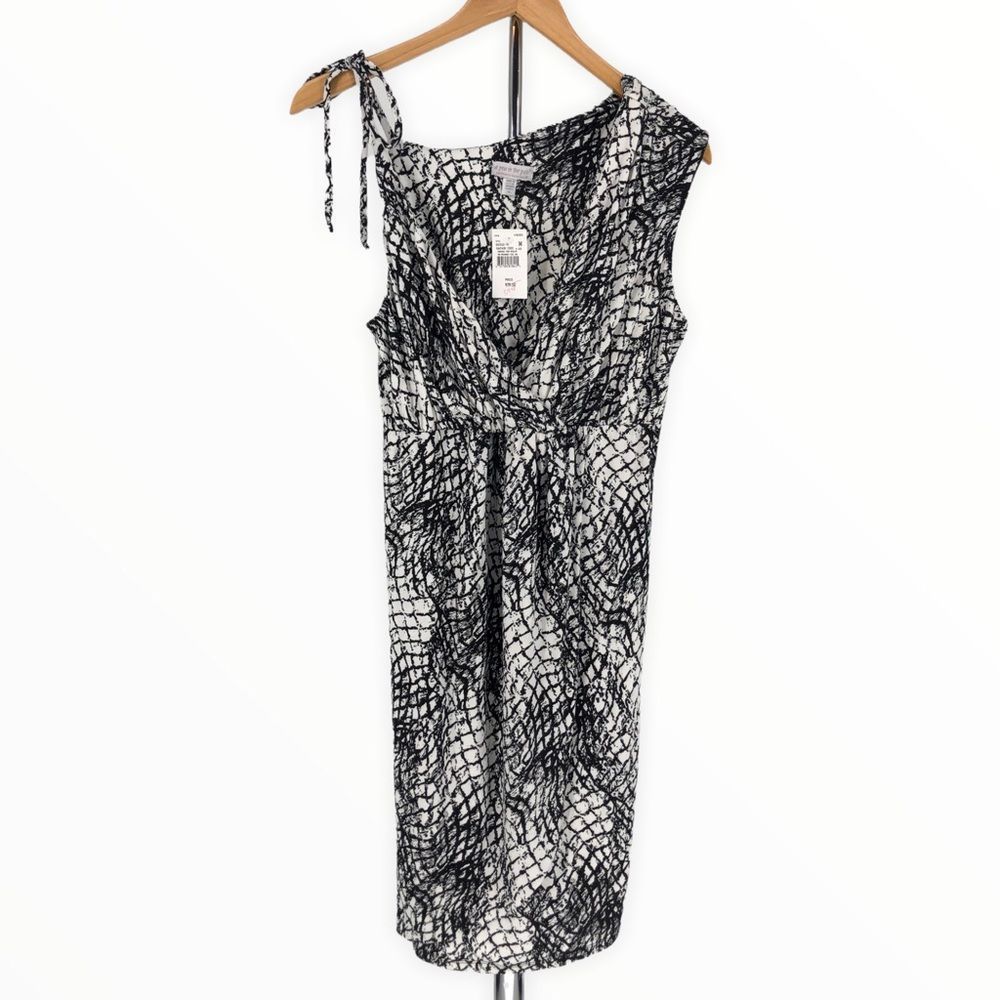 A Pea in the Pod Maternity Black White Animal Print Asymmetrical Strap Dress NWT
